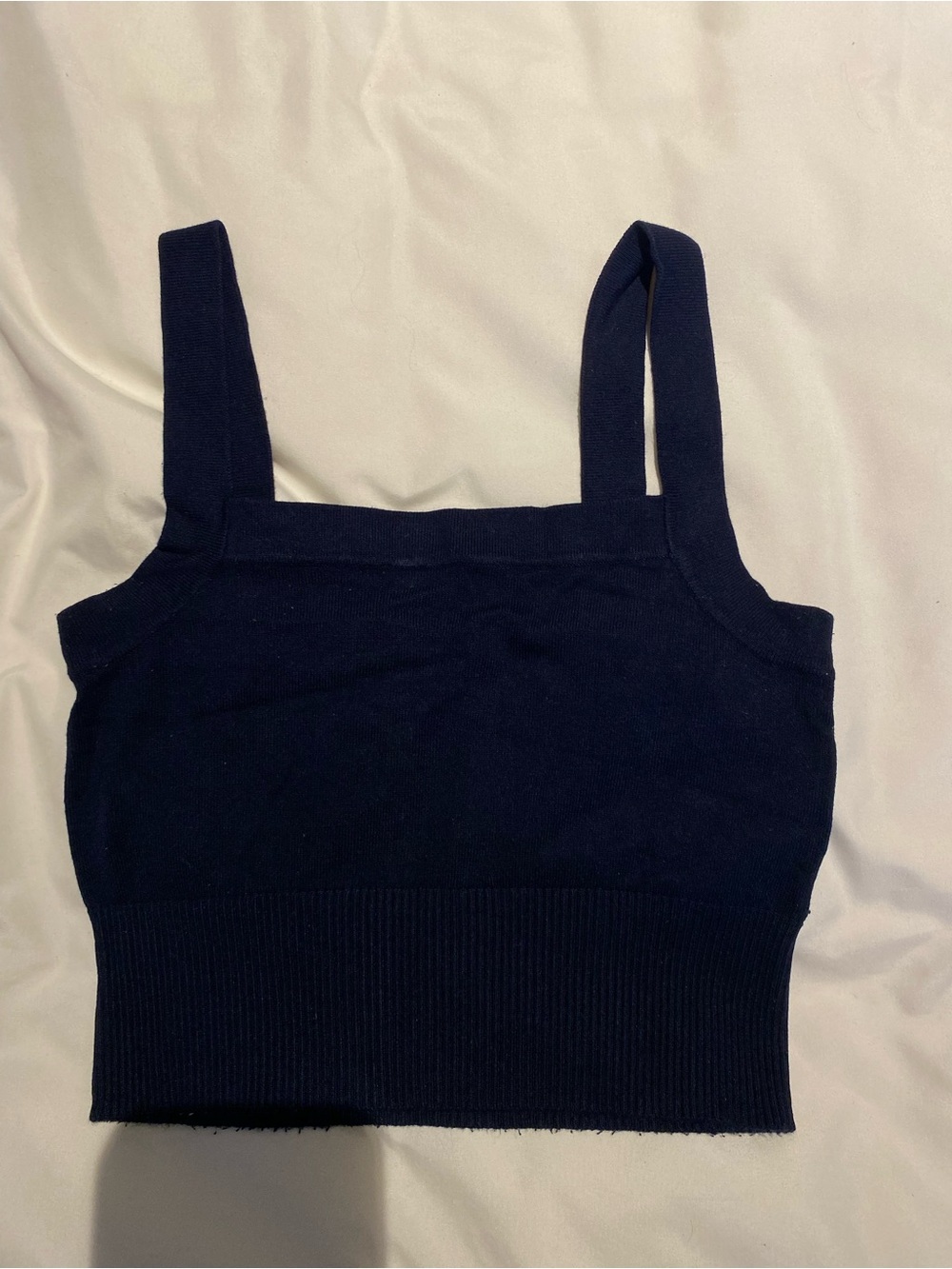 Garage Navy Square-Neck Ribbed Crop Tank